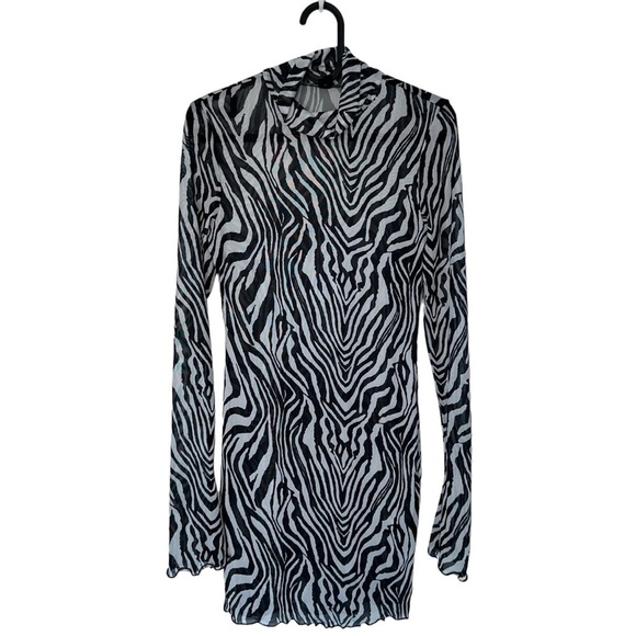 NWOT SXY SHEER  BEACH COVERUP BODYCON DRESS IN ZEBRA PRINT SIZE SMALL 4 - Picture 14 of 15